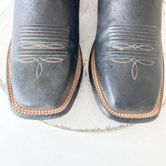 Rod Patrick Mens Cowboy Boots 7.5EE Black Smooth Ostrich Western Square Toe - Picture 6 of 10